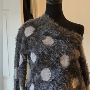 Joseph A. Qu' Est-Ce Que C'est Silk?   Fuzzy Gray Longsleeve  Sweater